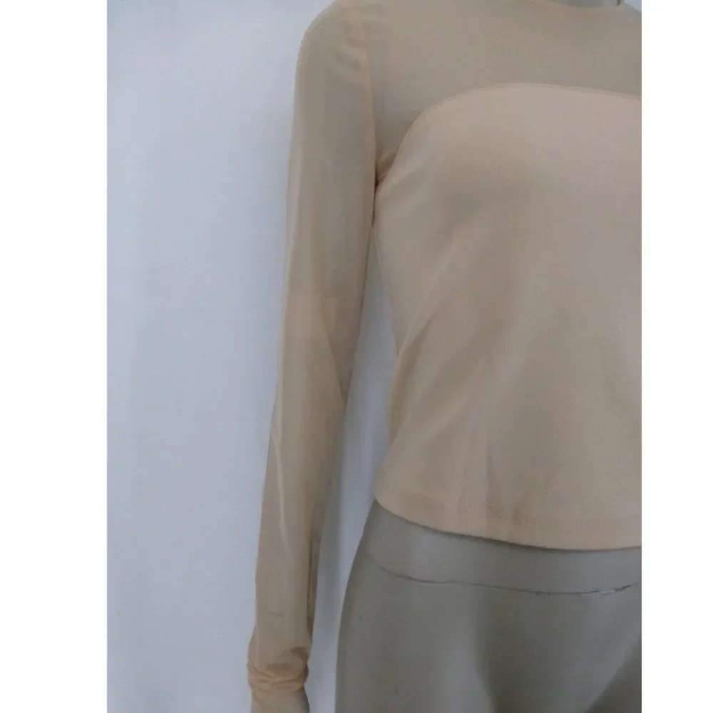 NWOT Zara Long Sleeve Blush Pink/Cream Tulle Top
